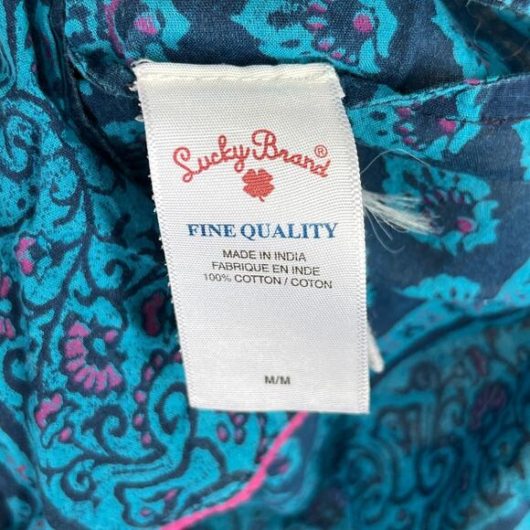 Lucky Brand Womens Pajama Top Medium Button Up‎ Long Sleeve Sleepwear Lounge PJs - Picture 4 of 7